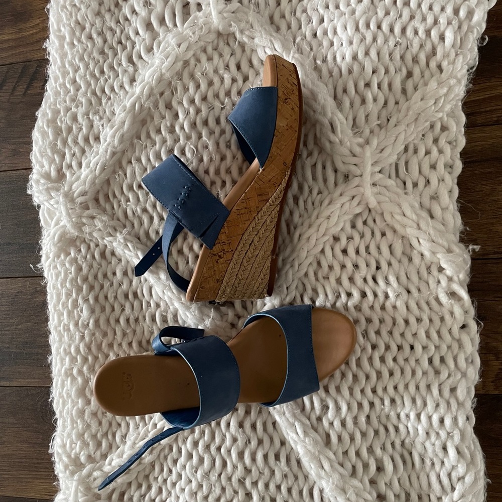 Ugg Wedges sz 8 blue worn 2x espadrille cork